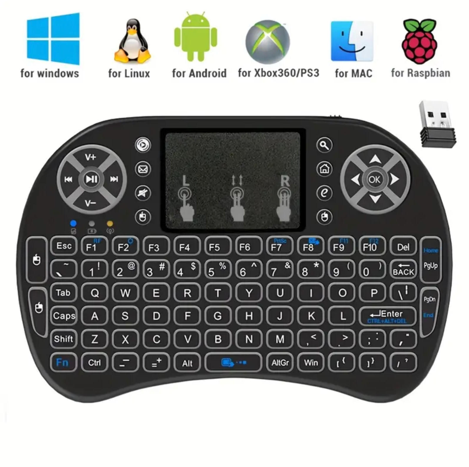 Wireless Keyboard with Backlit Touchpad